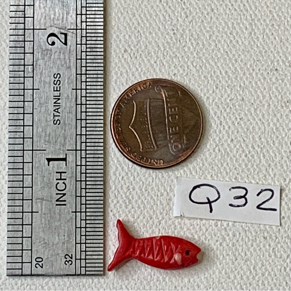 Native American Zuni Style Fish Fetish Bead Drilled Red Jasper Carved Animal .7" - Picture 9 of 11